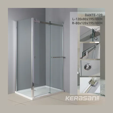Paravan pravougaoni DANTE-120R, 80x120x195cm / 8mm