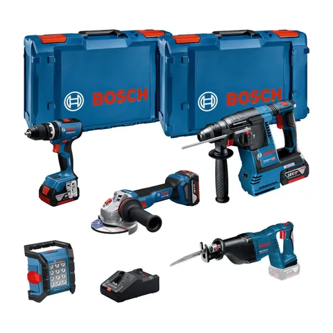 Bosch – Akumulatorski 5-delni set Bosch GBH 18V-26 + GSB 18V-65 + GWS 18V-11 + GSA 18 V-LI + GLI 18V-1200 C + 3 x 18V 5,0Ah + XL-BOXX – 0615A5007S