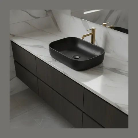 AXA Nadgradni četvrtasti Lavabo Decus 60×35 – Crni Mat