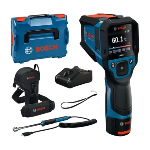 Bosch – Infracrveni termometar 1x baterija GBA 12V 2.0 Ah, punjač GAL 12V-40, omča za ruku, kutija za odlaganje, termoelement (tip K) – 0601083B01