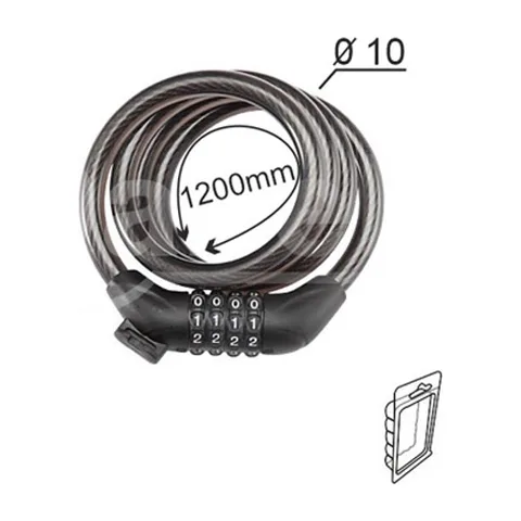 Brava za bicikl sa šifrom spiralna BBS1 crna FI10x1200mm OPD (0709003)