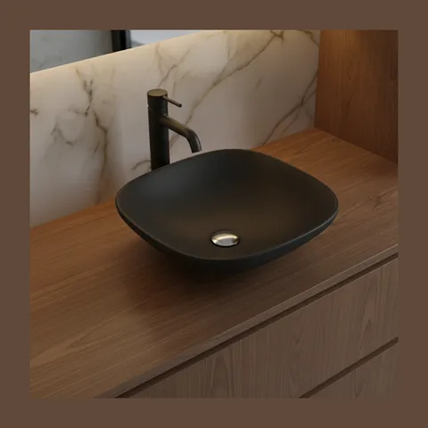 AXA Wild ugradni i nadgradni lavabo 45 × 45 cm mat crni (3009007)