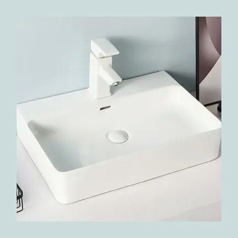Rubicer pravougaoni nadgradni lavabo 60,5 × 41,5 cm beli sjaj (RSA451)