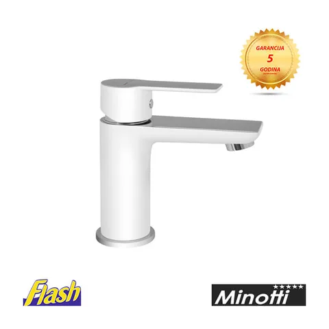 Baterija za lavabo Minotti Stela bela/hrom bez pop-up