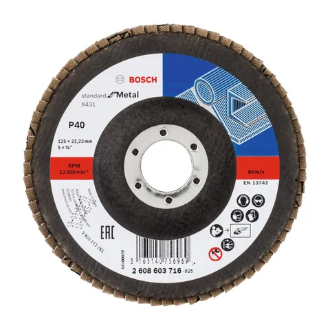 Bosch – Lamelni brusni disk ravni X431, Standard for Metal Ø125 mm, G 40 – 2608603716