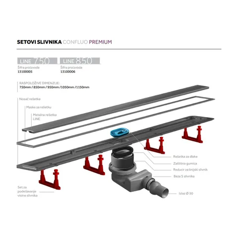 Slivnik Confluo fi 50 PREMIUM LINE 750-850 (850mm)
