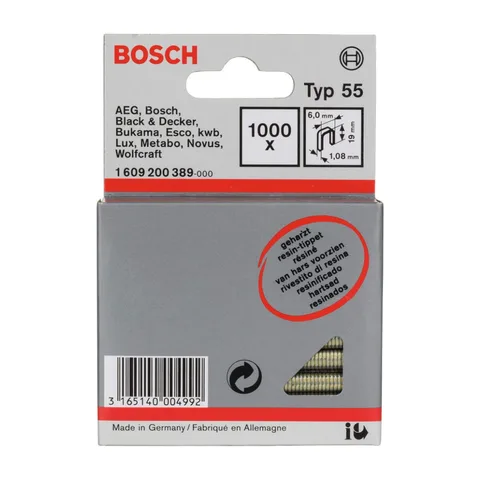Bosch – Spajalica sa uskim leđima tip 55 obložena smolom 6 x 1,08 x 19 mm – 1609200389