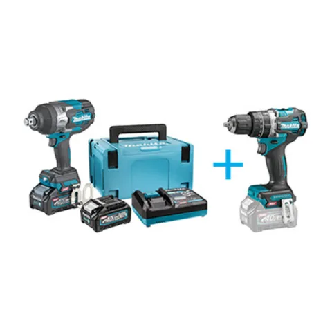Makita Akumulatorski udarni odvijač + Akumulatorska udarna bušilica-odvijač, TW001GM201 + HP002GZ