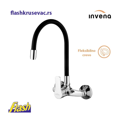 Zidna fleksibilna slavina za sudoperu – Invena Verso (⚫️ CRNA)