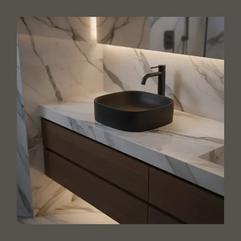 AXA Wild nadgradni lavabo 45 × 45 cm mat crni (3008007)