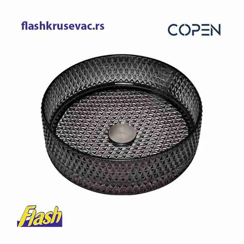 Stakleni nadgradni lavabo okrugli – CRNI – COPEN – C-15-002