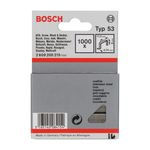 Bosch – Spajalica od tanke žice tip 53, nerđajuća Tip 53; dužina 8 mm – 2609200215
