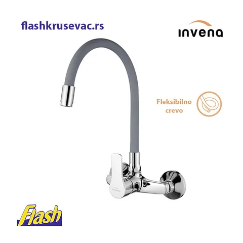 Zidna fleksibilna slavina za sudoperu – Invena Verso (🔘 SIVA)