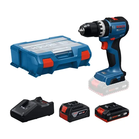 Bosch – Akumulatorska vibraciona bušilica odvrtač GSB18V-52,1×2,0Ah + 1×4,0Ah + 82-delni set pribora + L kofer – 06019S0127