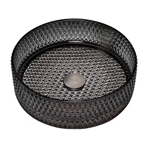COPEN nadgradni Stakleni lavabo Ø400x125mm crni, bez podsklopa sifona