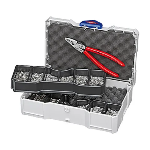 Knipex – Komplet za krimpovanje: kutija i klešta sa neizolovanim hilznama – 97 90 05