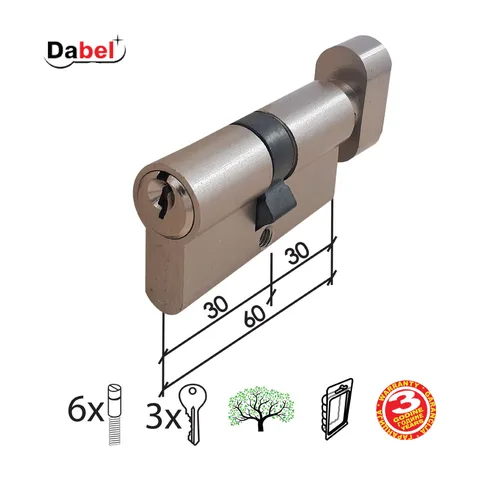Cilindar sa dugmetom CL2036K Nikl 60mm(30-30) 3K DBP1 3398116
