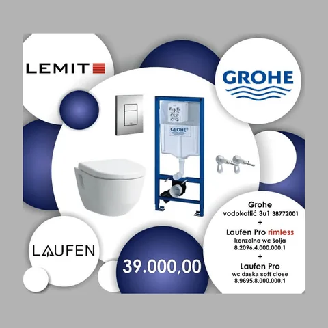 Komplet Grohe vodokotlić 3u1 sa Laufen Pro wc šoljom i daskom