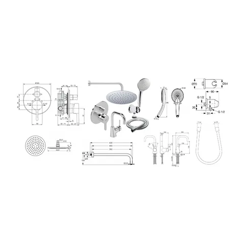 SET UGRADNA BATERIJA, BATERIJA ZA SUDOPERU 2 CEVI IDEALSTYLE IDEAL STANDARD B1433