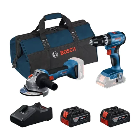 Bosch – Set sa 2 alata GSB 18V-45 + GWS 18V-8 + 2x aku 18V/4.0Ah + GAL 18V-40 – 0615V0001Y