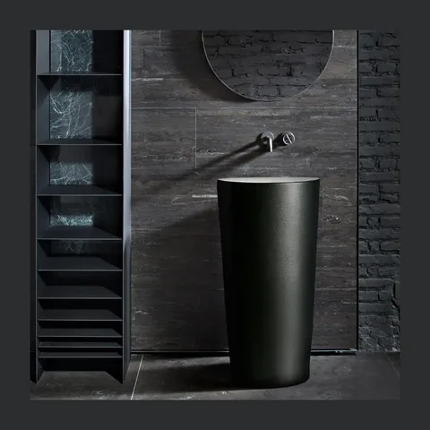 Rubicer Moon P&B cilindrični samostojeći lavabo Ø41 × 85 cm crno-beli (RSH16ASPRMT)