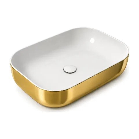 OLYMPIA Nadgradni Lavabo Metamorfosi 60×42 – Zlatno Beli