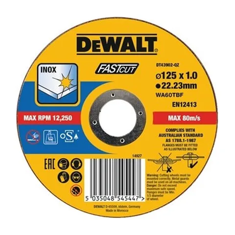 DEWALT EXTREME REZNA PLOČA ZA SEČENJE NERĐAJUĆEG ČELIKA 125X1MM DT43902