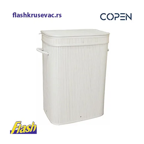 Korpa za veš od bambusa – COPEN – pravougaona (⚪️ BELA)