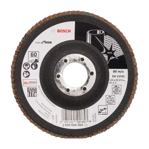 Bosch – Lamelni brusni disk izvijeni X581, Best for Inox Ø115 mm, G 60 – 2608608264