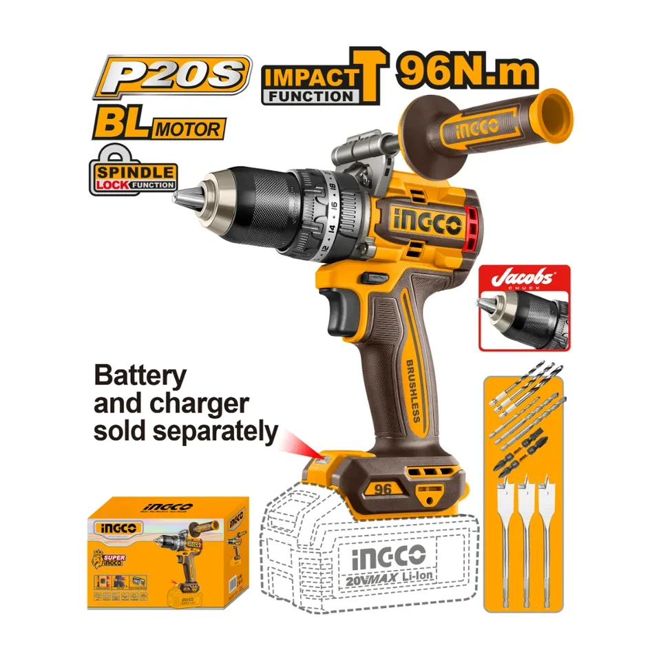 Aku udarna bušilica Ingco 20V 96 Nm CIDLI209685