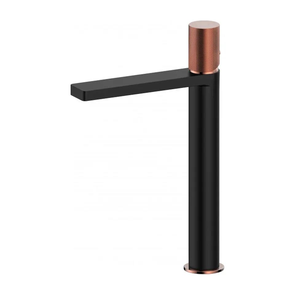 Baterija za lavabo Copen Nook Grip mat crna / roze zlato visoka