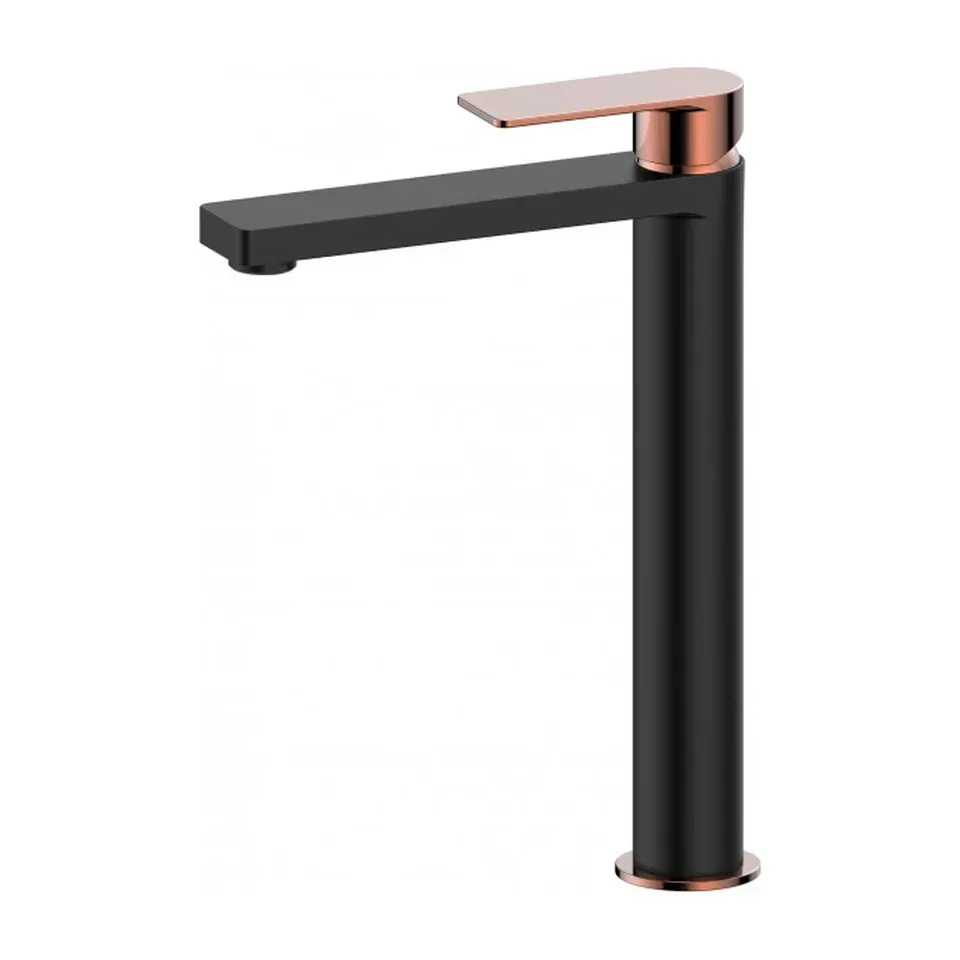 Baterija za lavabo Copen Nook mat crna / rose gold visoka