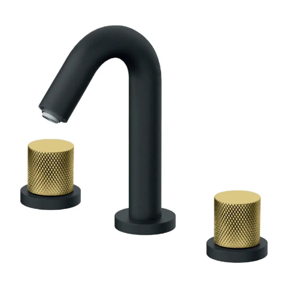 Baterija za lavabo Rosan S2 Black Gold crna mat / brušeno zlato podgradna dvoručna