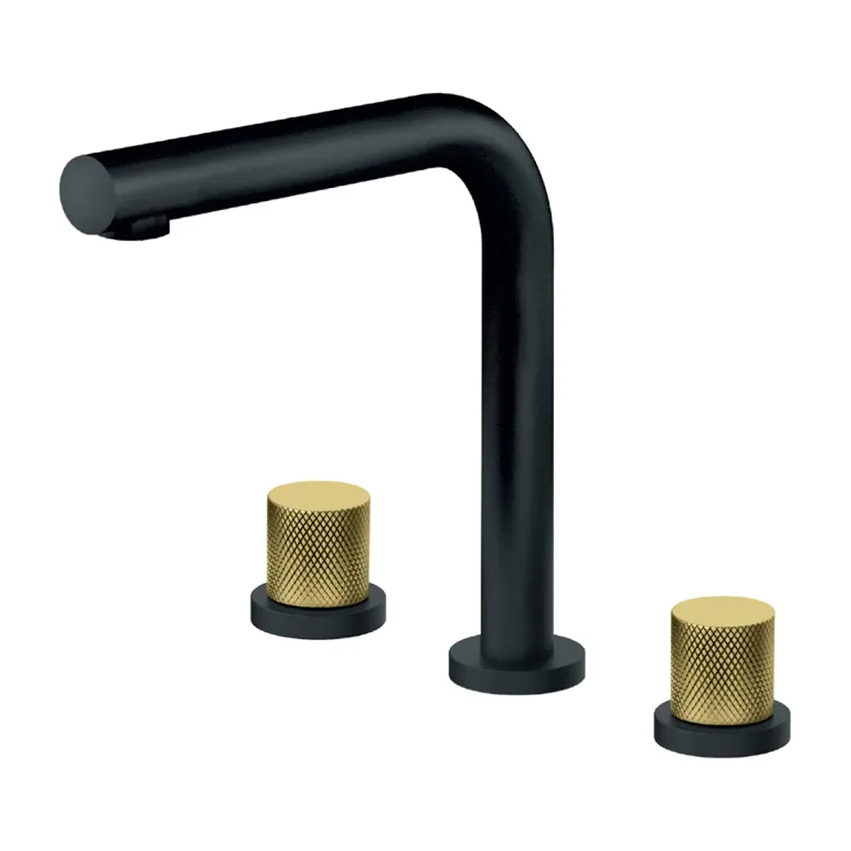 Baterija za lavabo Rosan S2 Black Gold crna mat / brušeno zlato podgradna dvoručna visoka