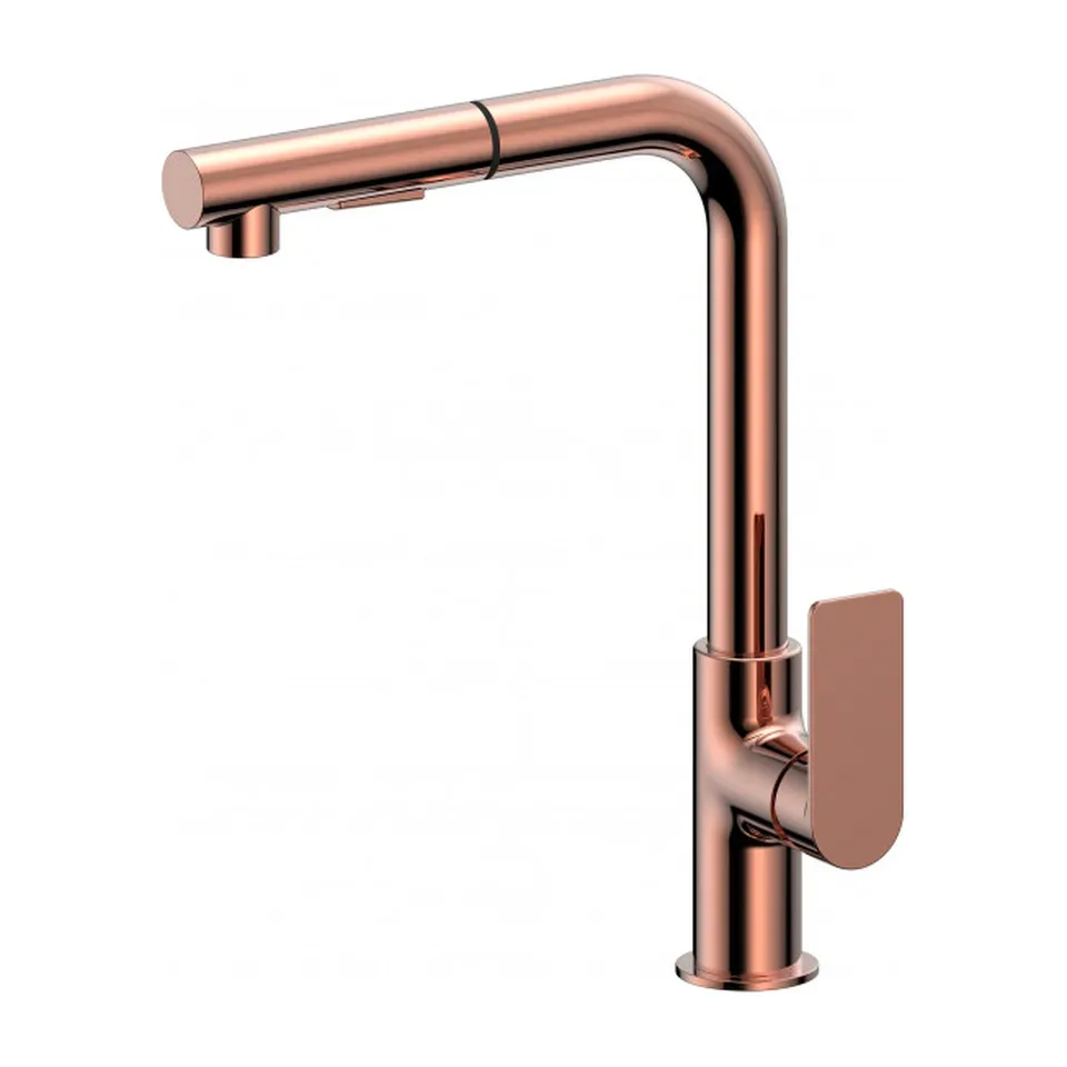 Baterija za sudoperu Copen Nook rose gold sa izvlačivim tušem
