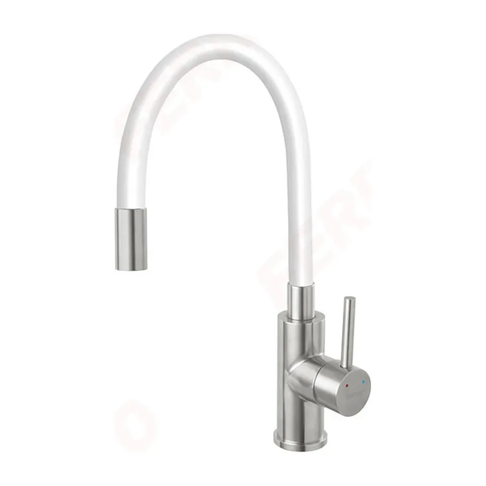 Baterija za sudoperu Ferro Zumba bela / inox fleksibilan izliv