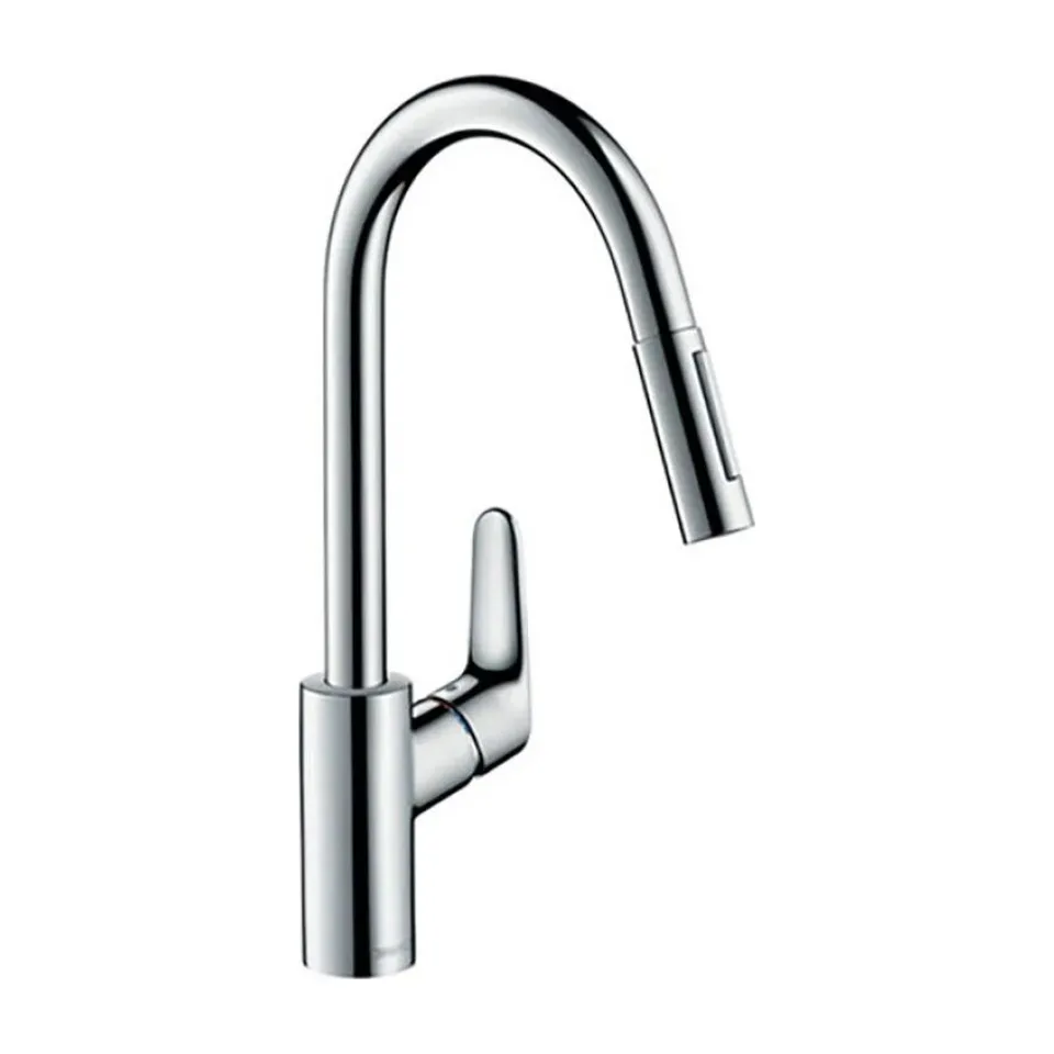 Baterija za sudoperu Hansgrohe Focus sa izvlačnim tušem, dve cevi