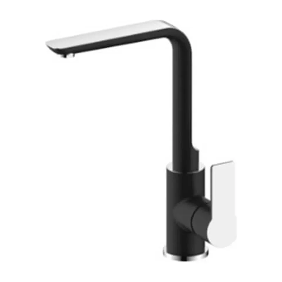 Baterija za sudoperu Minotti Stela crna/hrom 2 cevi, labud