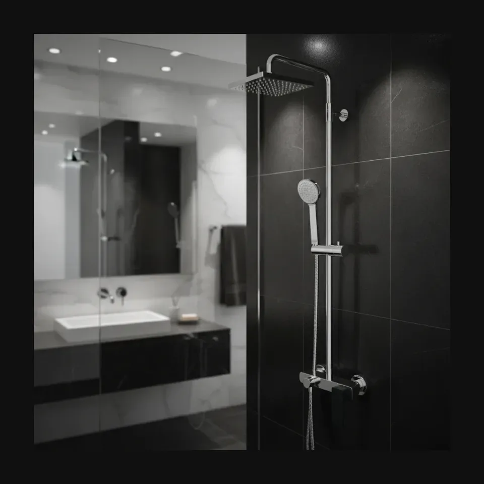 Baterija za tuš kadu Rosan Stolz Black crna 250x250 mm