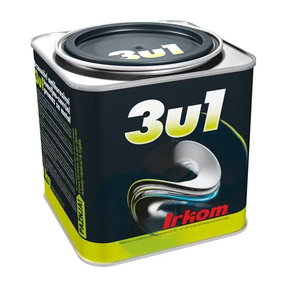 Boja za metal Irkom 3u1 bela mat, 1 kg