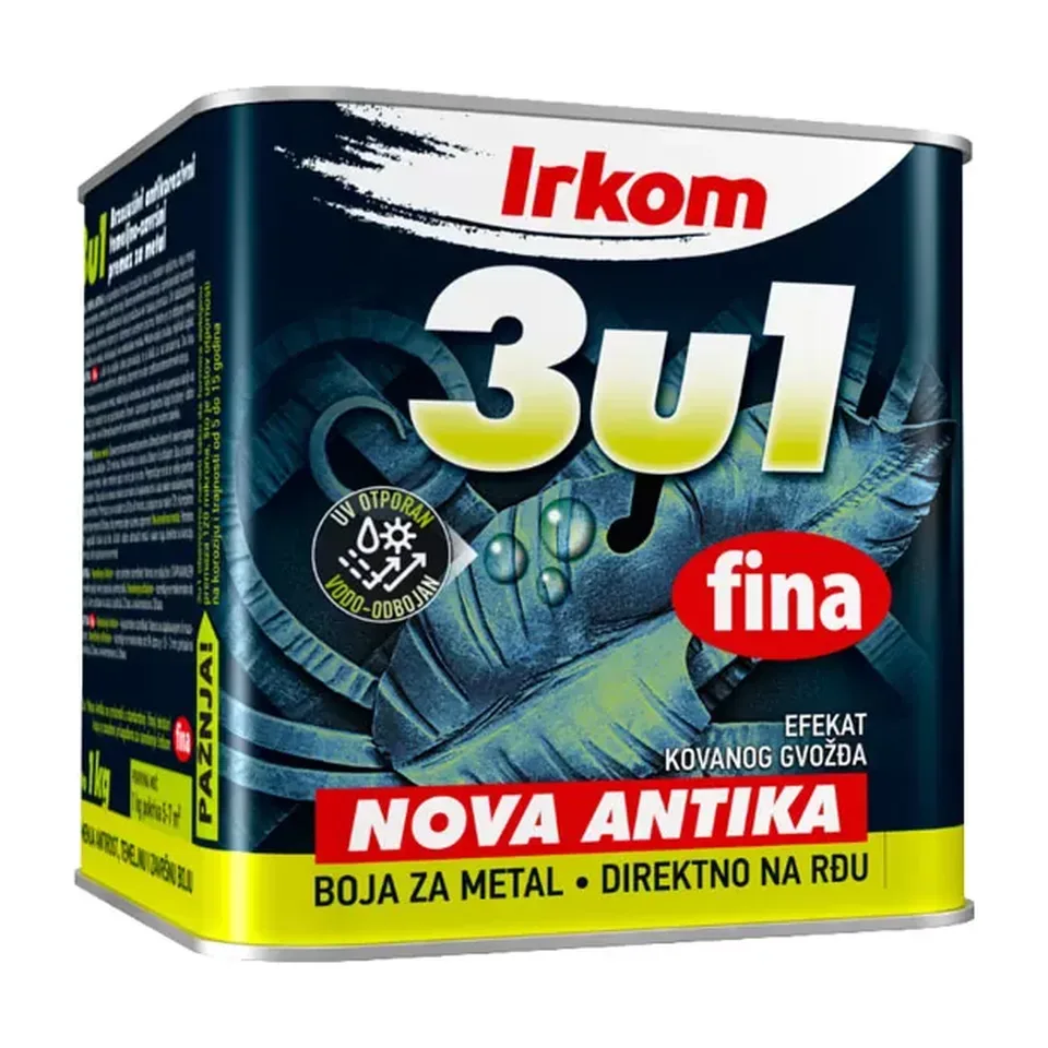 Boja za metal Irkom 3u1 Nova Antika crna, 1 kg