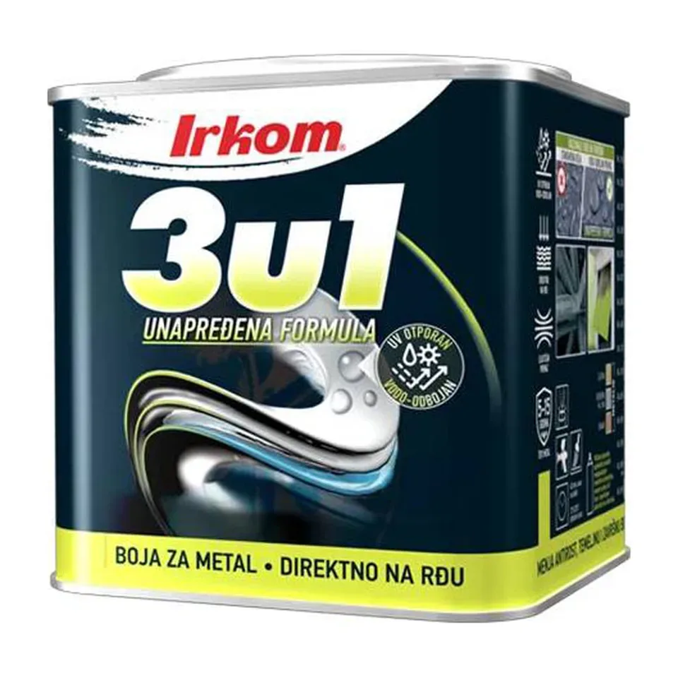 Boja za metal Irkom 3u1 RAL 7038 siva, 1 kg