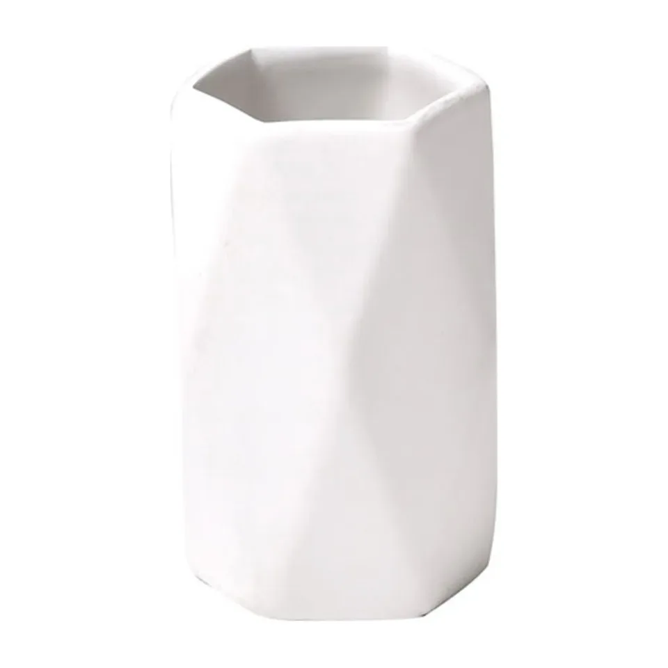 Čaša za četkice Tendance Dijamant bela keramika