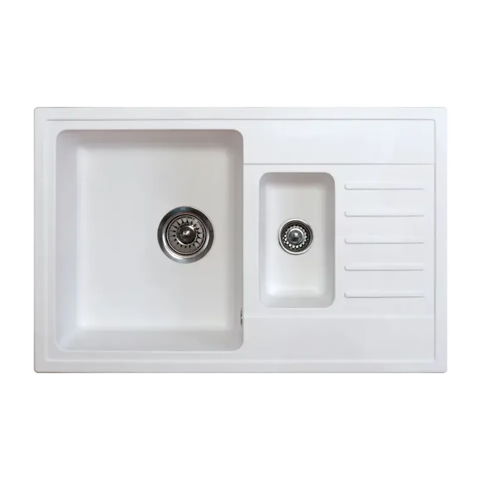 Granitna sudopera Metalac Quadro Plus 1.5D bela 78x50 cm