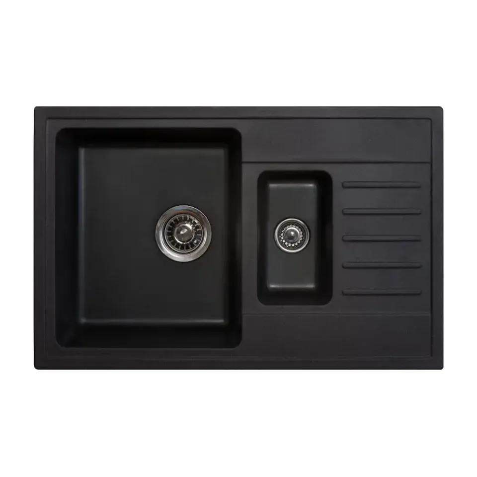 Granitna sudopera Metalac Quadro Plus 1.5D crna 78x50 cm
