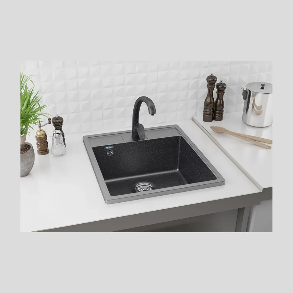 Granitna sudopera Ulgran 308 crna usadna kvadratna 500x445 mm U-406