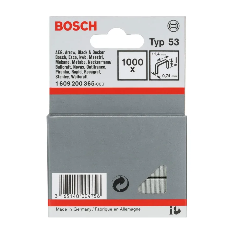 Klamerice Bosch tip 53 11,4x0,74x8 mm, 1000 kom
