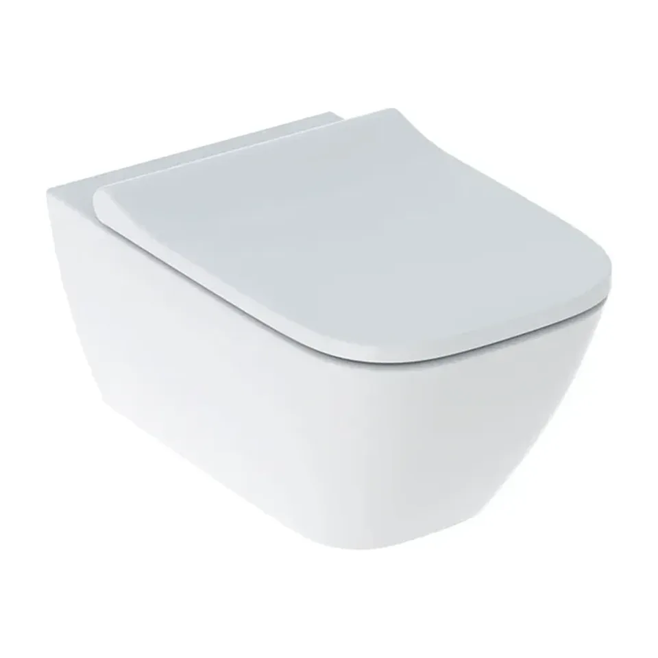 Konzolna wc šolja Geberit Smyle Square bela sjaj rimfree sa daskom, 54 cm