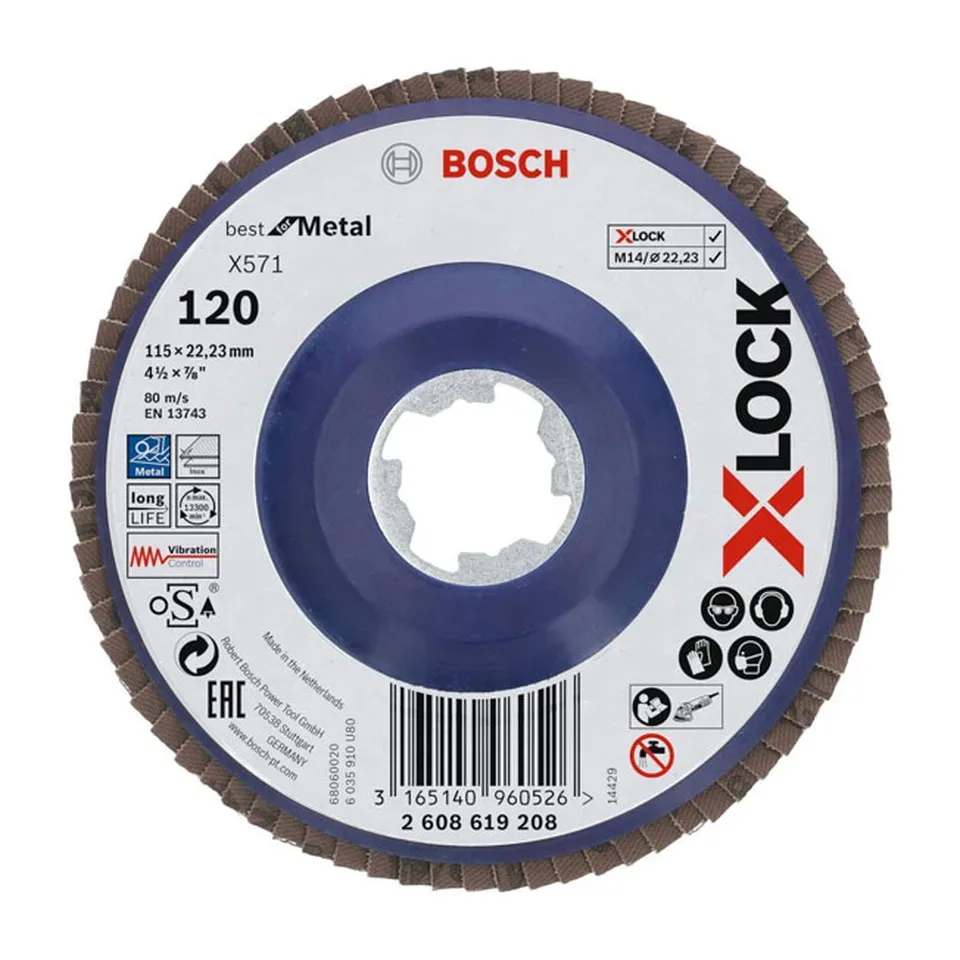 Lamelna brusna ploča Bosch X571 Best for Metal X-LOCK, 115 mm, G120, ravna