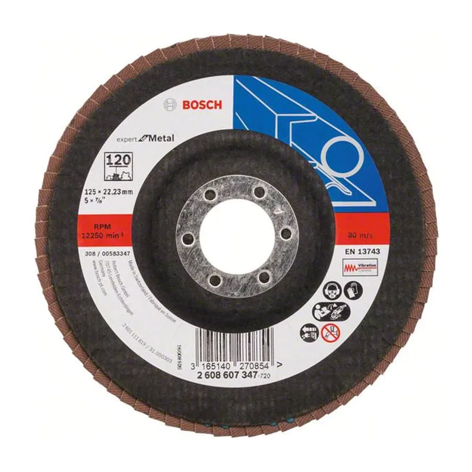 Lamelni brusni disk Bosch Expert for Metal 125 mm, G120, kolenasti